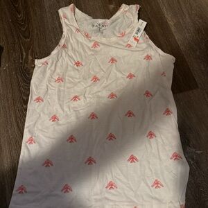 ARIAT White Tank Top with Pink Pattern